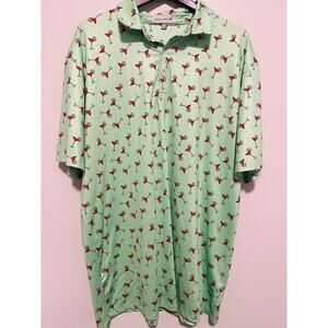 Proud Ninety Men’s 2XL Golf Polo Mint Green Martini Cocktail Print Shirt